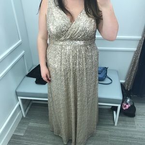 Brand New Never Worn Gold Sequin V Neck Dress